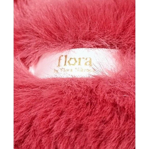 Flora Berry Rouge Super Soft Fuzzy Faux Fur Crossband Womens 7/8 House Slippers - Picture 10 of 16